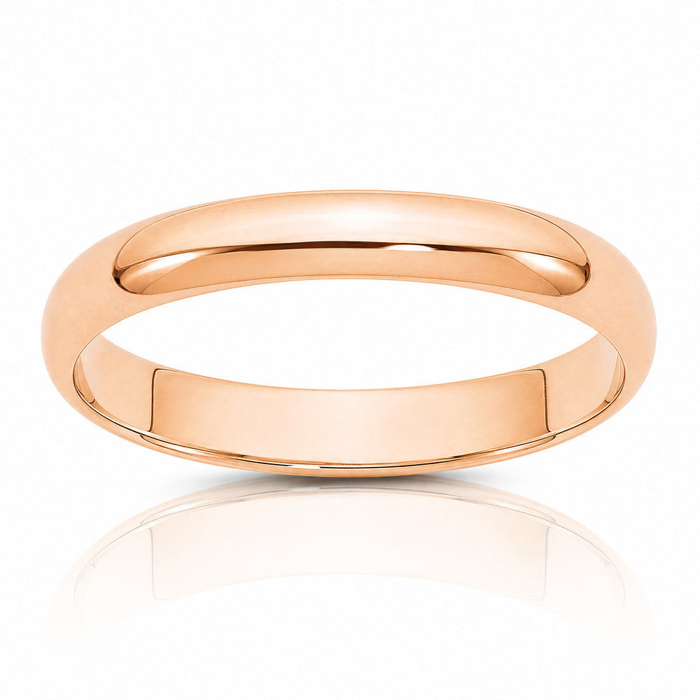 10K Rose Gold 3mm LTW Half Round Band Size 10