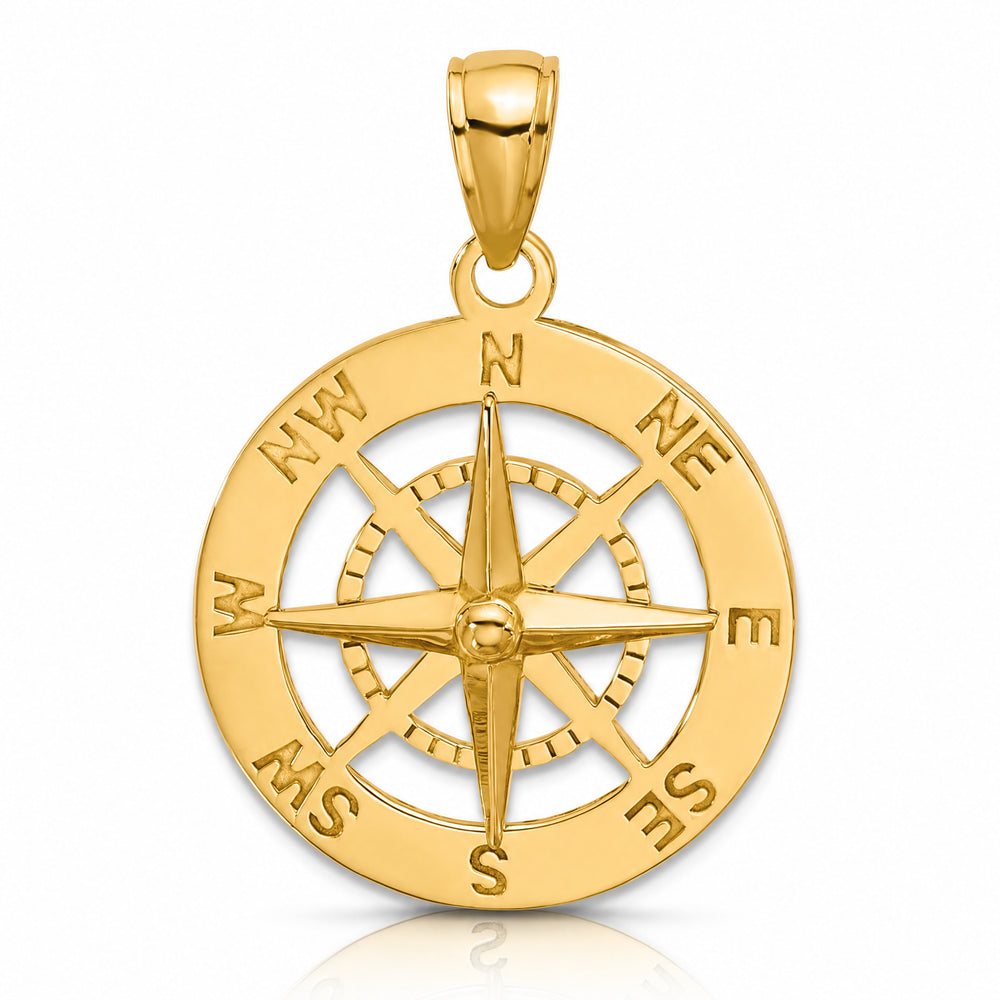 10K / 14K Yellow Gold Nautical Compass Charm