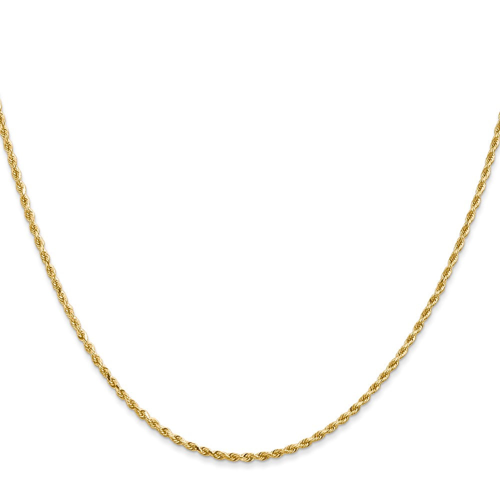 14K Yellow Gold 1.50mm D/C Rope with Lobster Clasp Chain Necklace 14"-36" - Product Photo