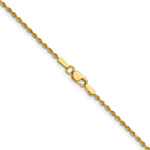 14K Yellow Gold 1.50mm D/C Rope with Lobster Clasp Chain Necklace 14"-36" - Product Photo