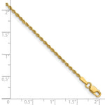 14K Yellow Gold 1.50mm D/C Rope with Lobster Clasp Chain Necklace 14"-36" - Product Photo