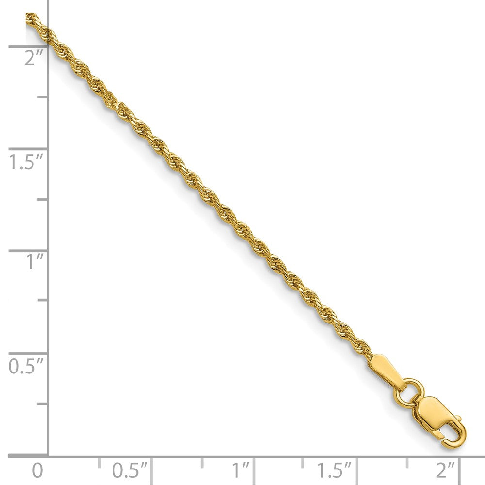 14K Yellow Gold 1.50mm D/C Rope with Lobster Clasp Chain Necklace 14"-36" - Product Photo