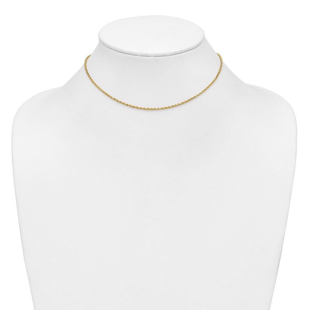 14K Yellow Gold 1.50mm D/C Rope with Lobster Clasp Chain Necklace 14"-36" - Product Photo