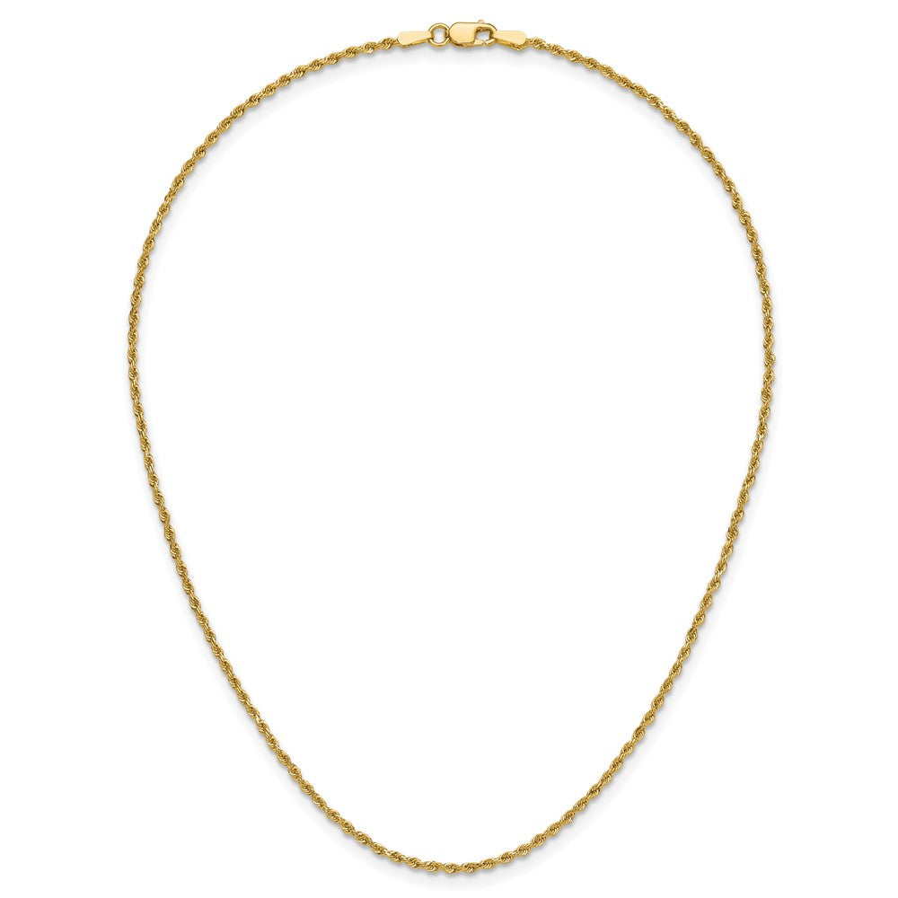 14K Yellow Gold 1.50mm D/C Rope with Lobster Clasp Chain Necklace 14"-36" - Product Photo