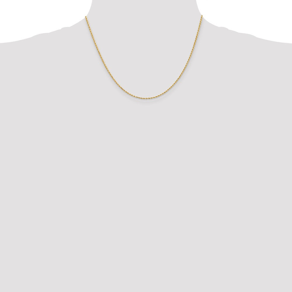 14K Yellow Gold 1.50mm D/C Rope with Lobster Clasp Chain Necklace 14"-36" - Product Photo