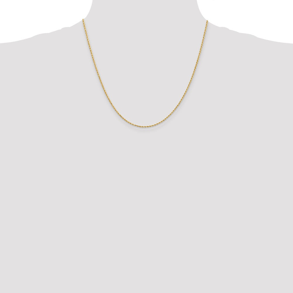14K Yellow Gold 1.50mm D/C Rope with Lobster Clasp Chain Necklace 14"-36" - Product Photo