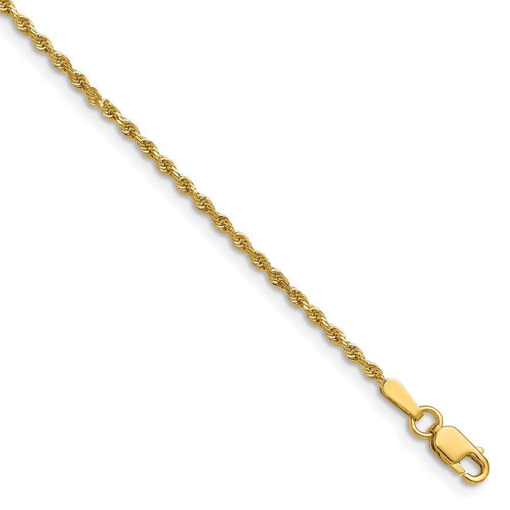 14K Yellow Gold 1.50mm D/C Rope with Lobster Clasp Chain Necklace 14"-36" - Product Photo