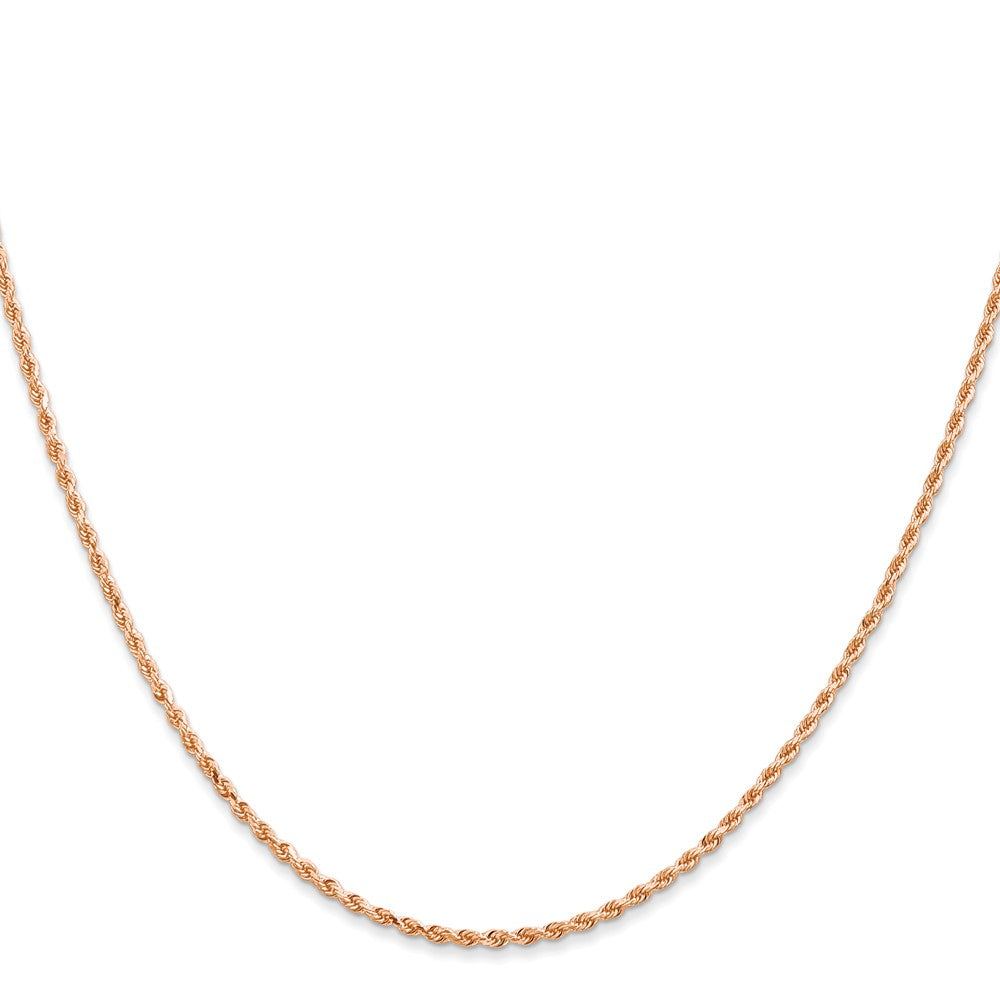 14K Rose Gold 1.50mm Diamond-Cut Rope with Lobster Clasp Chain Necklace 16"-30" - Product Photo