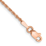 14K Rose Gold 1.50mm Diamond-cut Rope Chain Anklet Bracelet 7"-10" - Product Photo