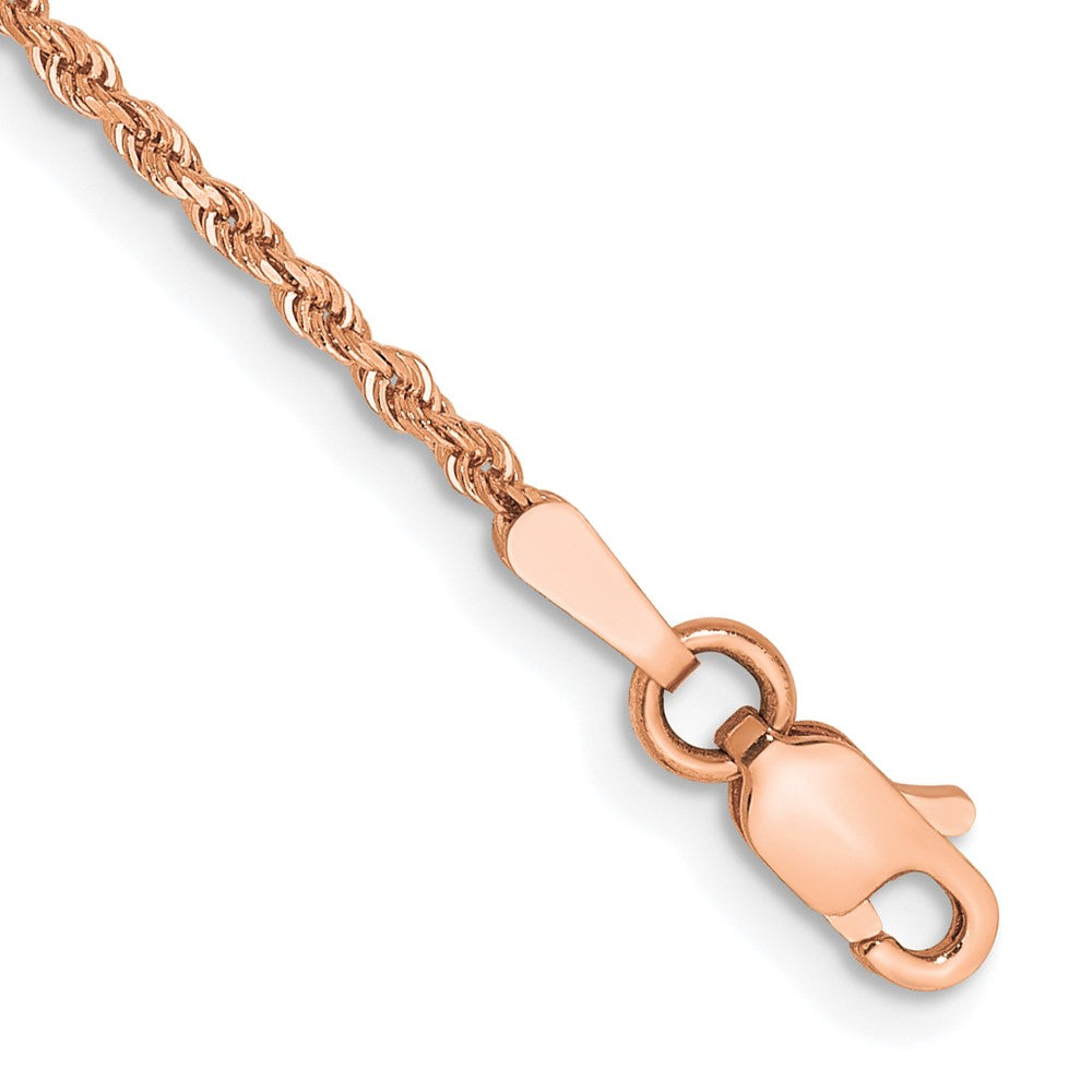 14K Rose Gold 1.75mm Diamond-Cut Rope Chain Anklet Bracelet 7"-10"