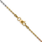 14K Tri-Color 1.5mm Diamond-Cut Rope Chain Necklace 16"-24" - Product Photo