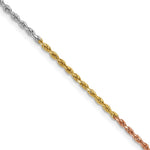 14K Tri-Color 1.5mm Diamond-Cut Rope Chain Necklace 16"-24" - Product Photo
