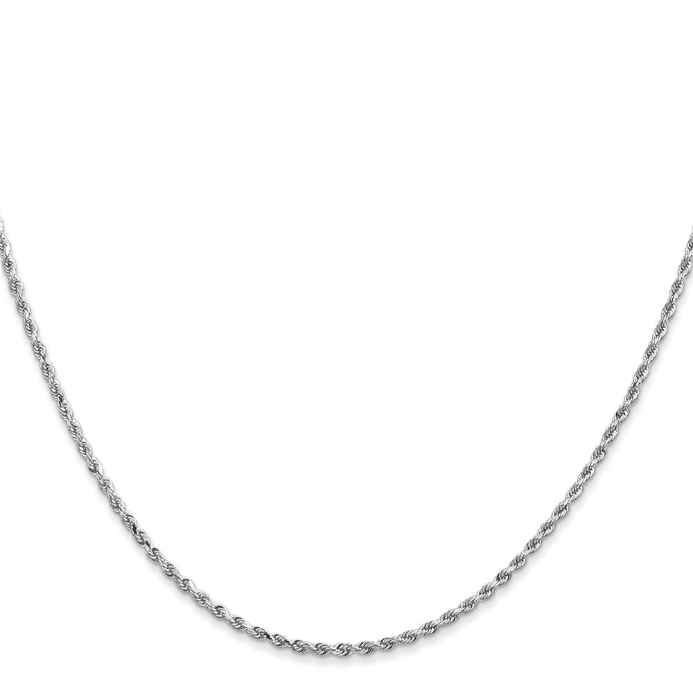 10K White Gold 1.5mm Diamond-cut Rope Chain Necklace 18"-30" - Product Photo