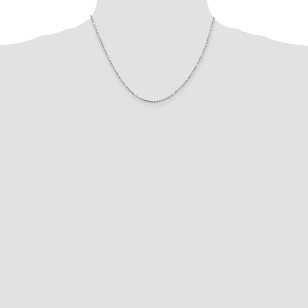 14K White Gold 1.5mm Diamond-Cut Rope with Lobster Clasp Chain Necklace 14"-28" - Product Photo