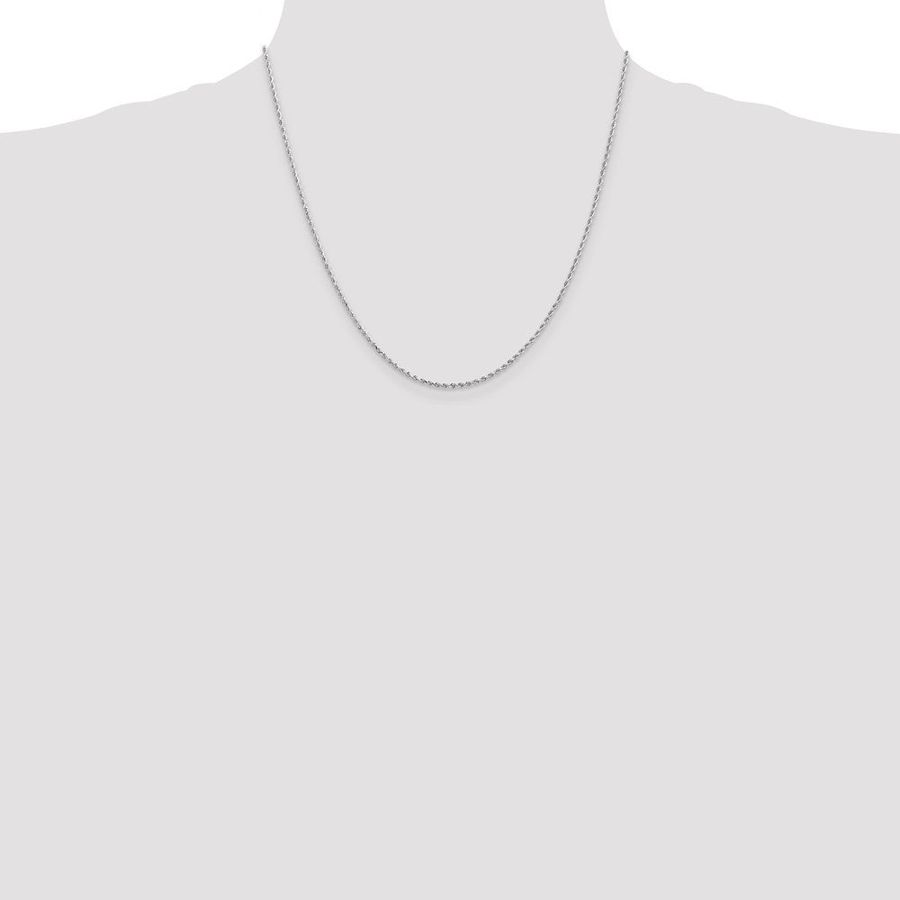 10K White Gold 1.5mm Diamond-cut Rope Chain Necklace 18"-30" - Product Photo