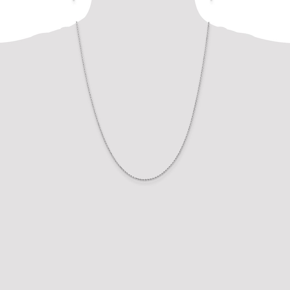 10K White Gold 1.5mm Diamond-cut Rope Chain Necklace 18"-30" - Product Photo