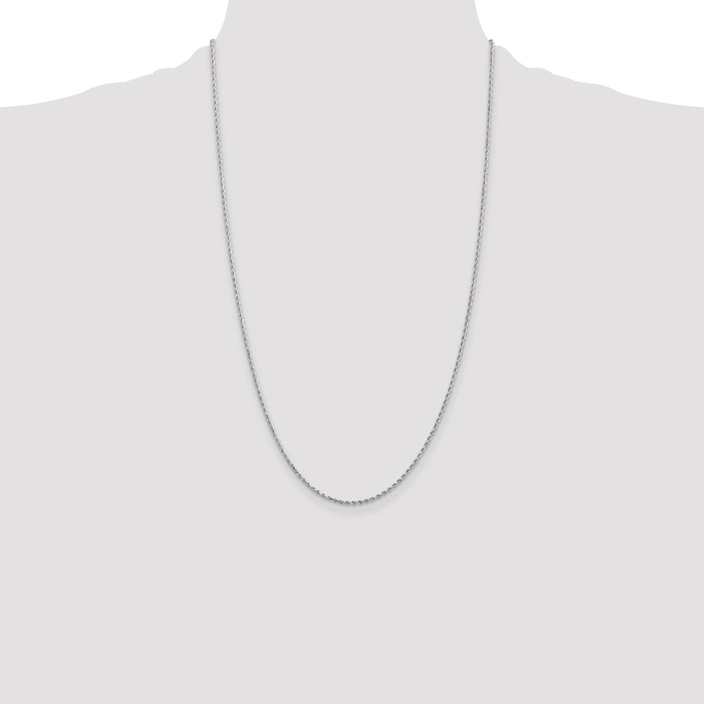 10K White Gold 1.5mm Diamond-cut Rope Chain Necklace 18"-30" - Product Photo