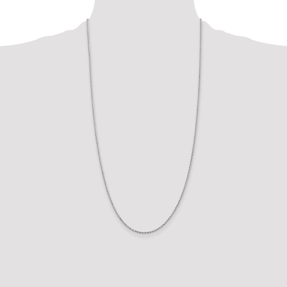 10K White Gold 1.5mm Diamond-cut Rope Chain Necklace 18"-30" - Product Photo