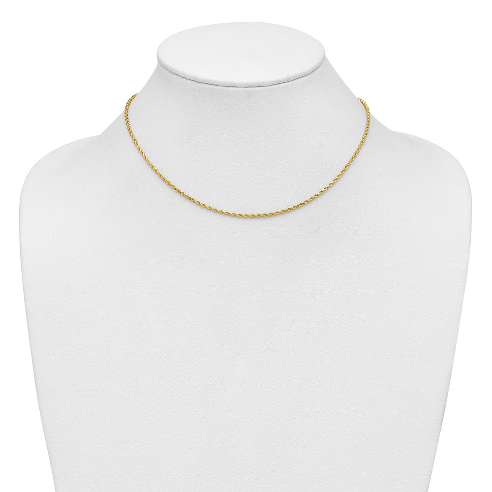 14K Yellow Gold 1.75mm D/C Rope with Lobster Clasp Chain Necklace 14"-30" - Product Photo
