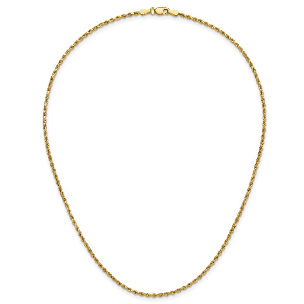 14K Yellow Gold 1.75mm D/C Rope with Lobster Clasp Chain Necklace 14"-30" - Product Photo