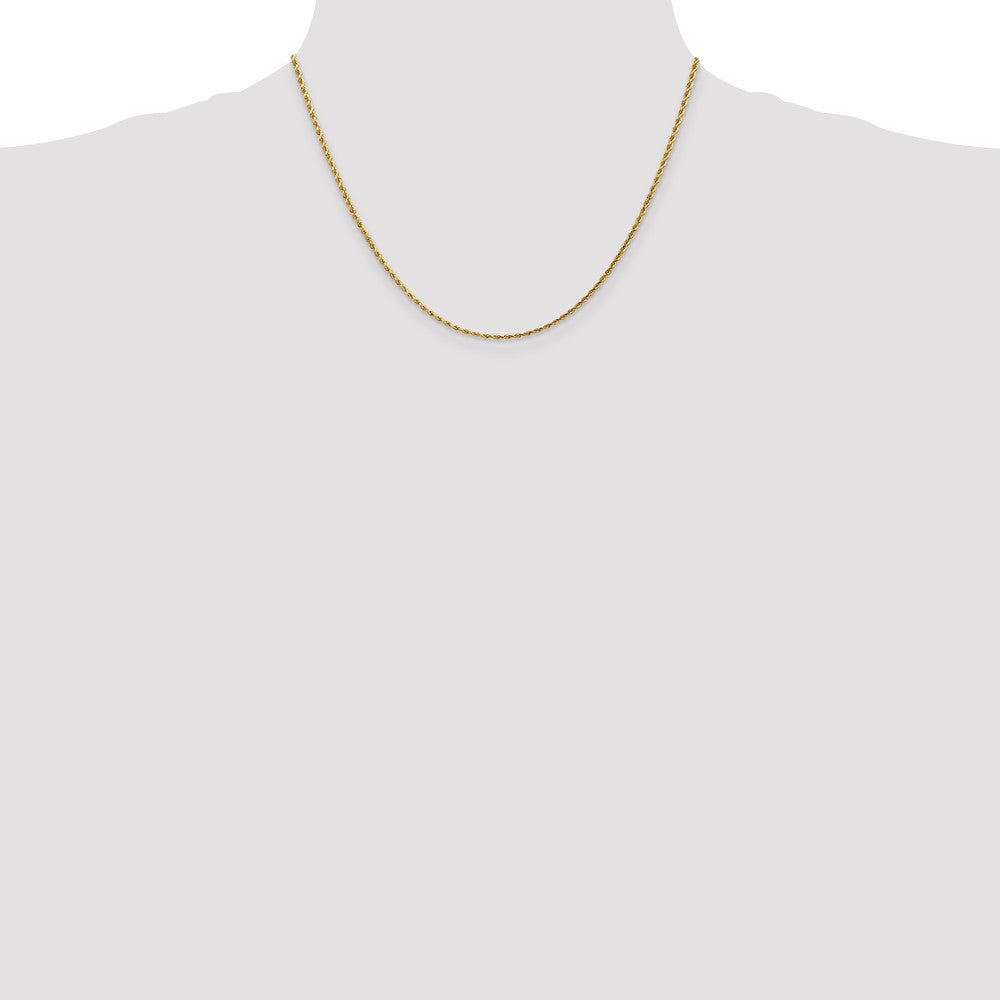 14K Yellow Gold 1.75mm D/C Rope with Lobster Clasp Chain Necklace 14"-30" - Product Photo