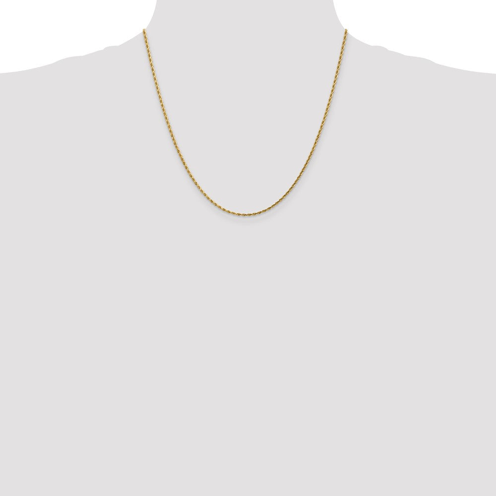 14K Yellow Gold 1.75mm D/C Rope with Lobster Clasp Chain Necklace 14"-30" - Product Photo