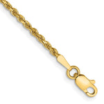 14K Yellow Gold 1.75mm Diamond-cut Rope Chain Anklet Bracelet 7"-10" - Product Photo