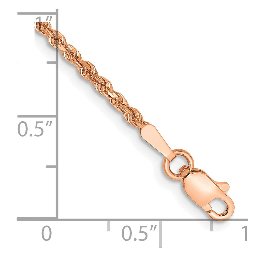14K Rose Gold 1.75mm Diamond-Cut Rope Chain Anklet Bracelet 7"-10" - Product Photo