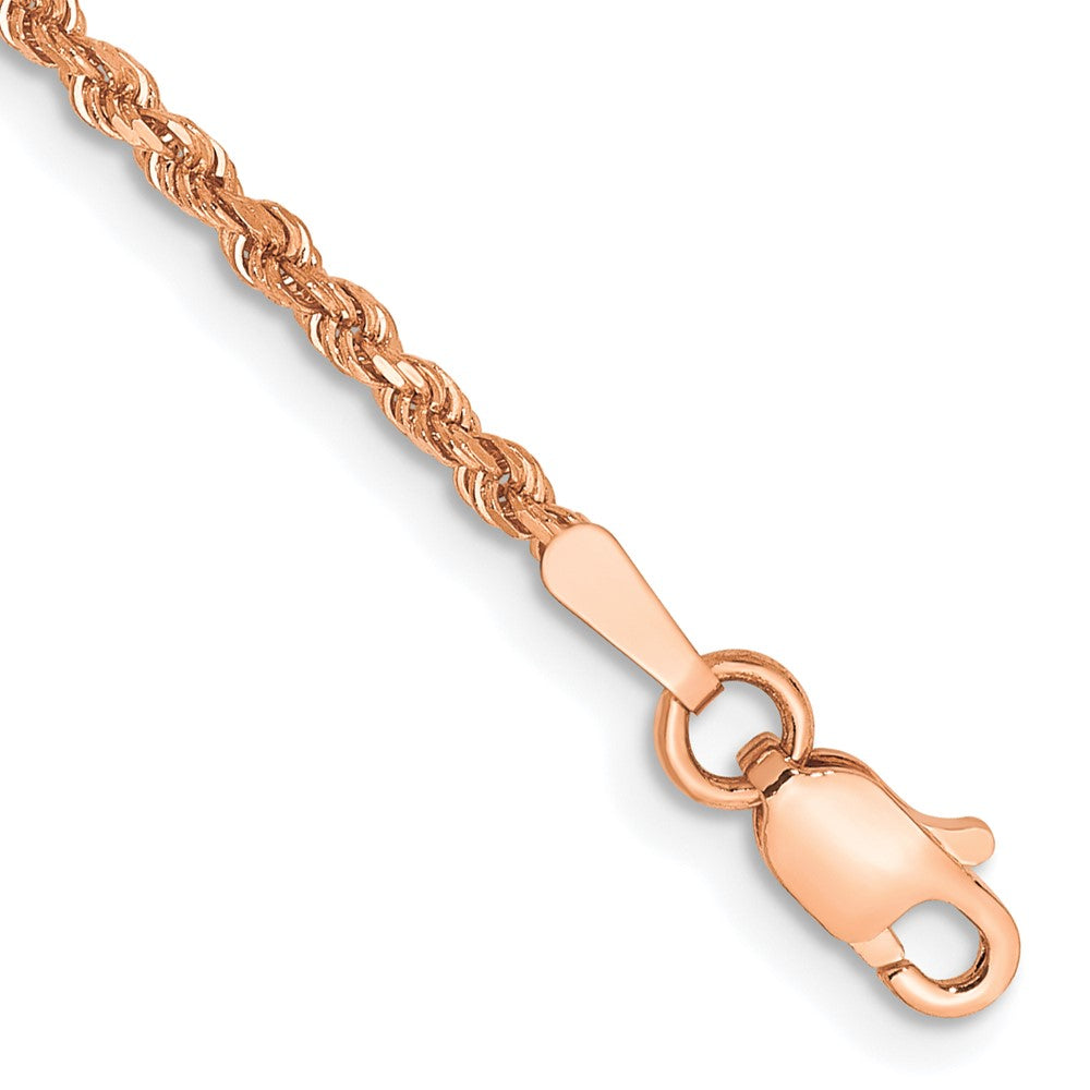 14K Rose Gold 1.75mm Diamond-Cut Rope Chain Anklet Bracelet 7"-10" - Product Photo
