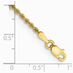 14K Yellow Gold 2.0 mm Solid Rope Chain Anklet Bracelet 5.5"-10" - Product Photo