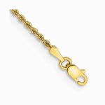 14K Yellow Gold 2.0 mm Solid Rope Chain Anklet Bracelet 5.5"-10" - Product Photo
