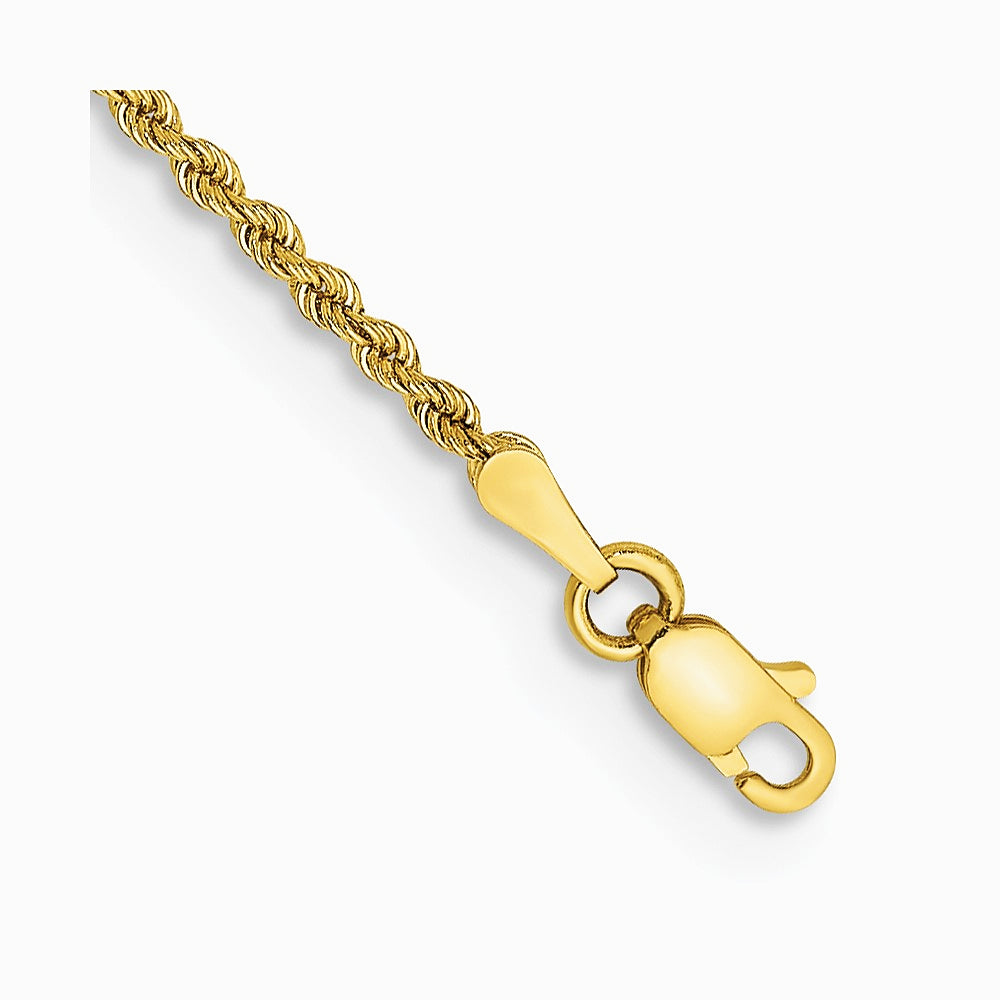 14K Yellow Gold 2.0 mm Solid Rope Chain Anklet Bracelet 5.5"-10"