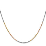 14K Tri-Color 1.75mm Diamond-Cut Rope Chain Necklace 16"-20" - Product Photo