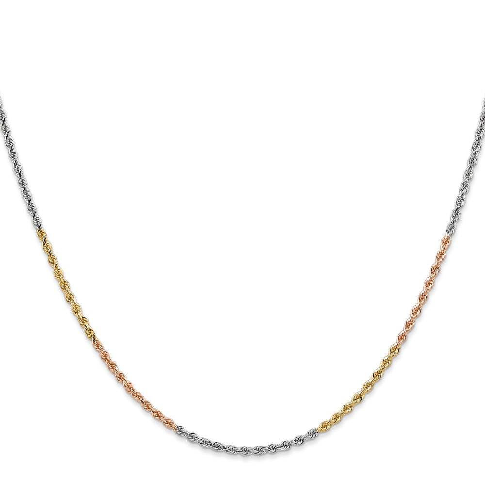 14K Tri-Color 1.75mm Diamond-Cut Rope Chain Necklace 16"-20" - Product Photo