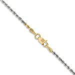 14K Tri-Color 1.75mm Diamond-Cut Rope Chain Necklace 16"-20" - Product Photo