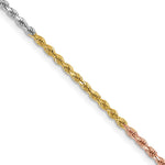 14K Tri-Color 1.75mm Diamond-Cut Rope Chain Necklace 16"-20" - Product Photo