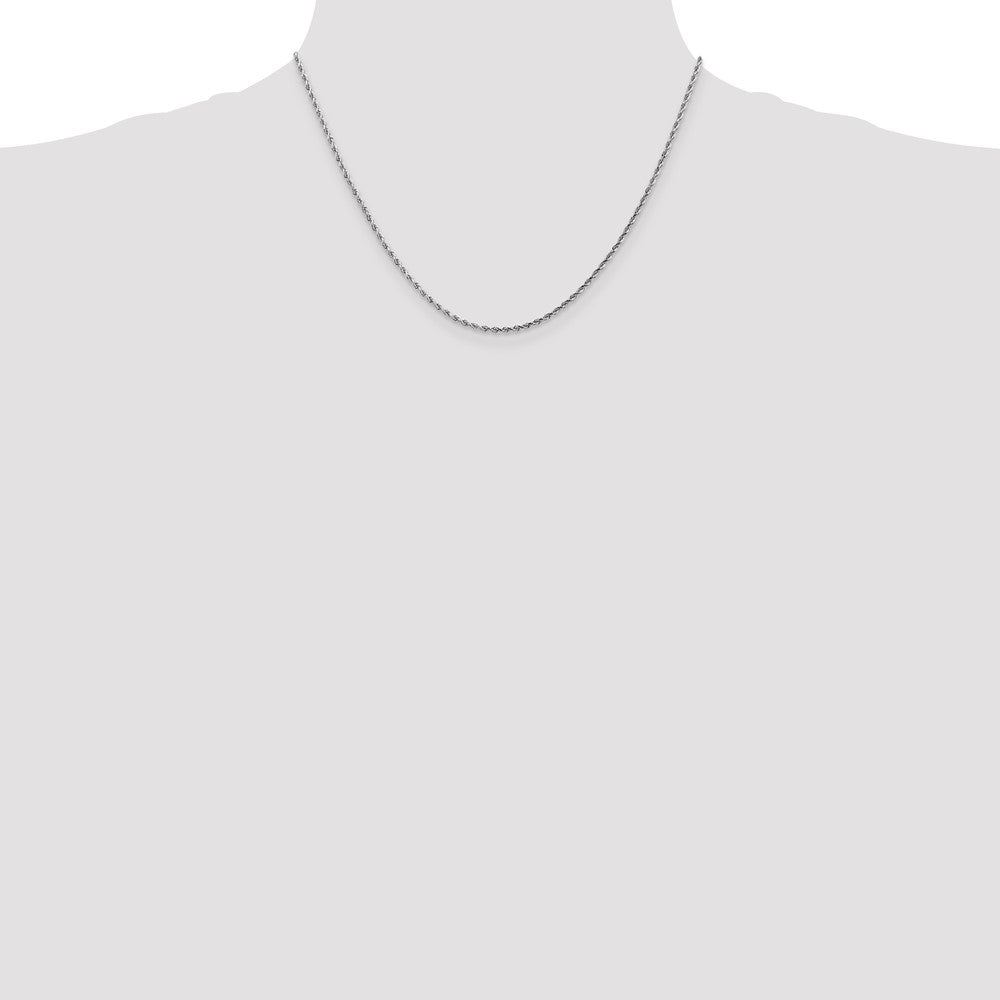 14K White Gold 1.75mm Diamond-Cut Rope with Lobster Clasp Chain Necklace 14"-30" - Product Photo