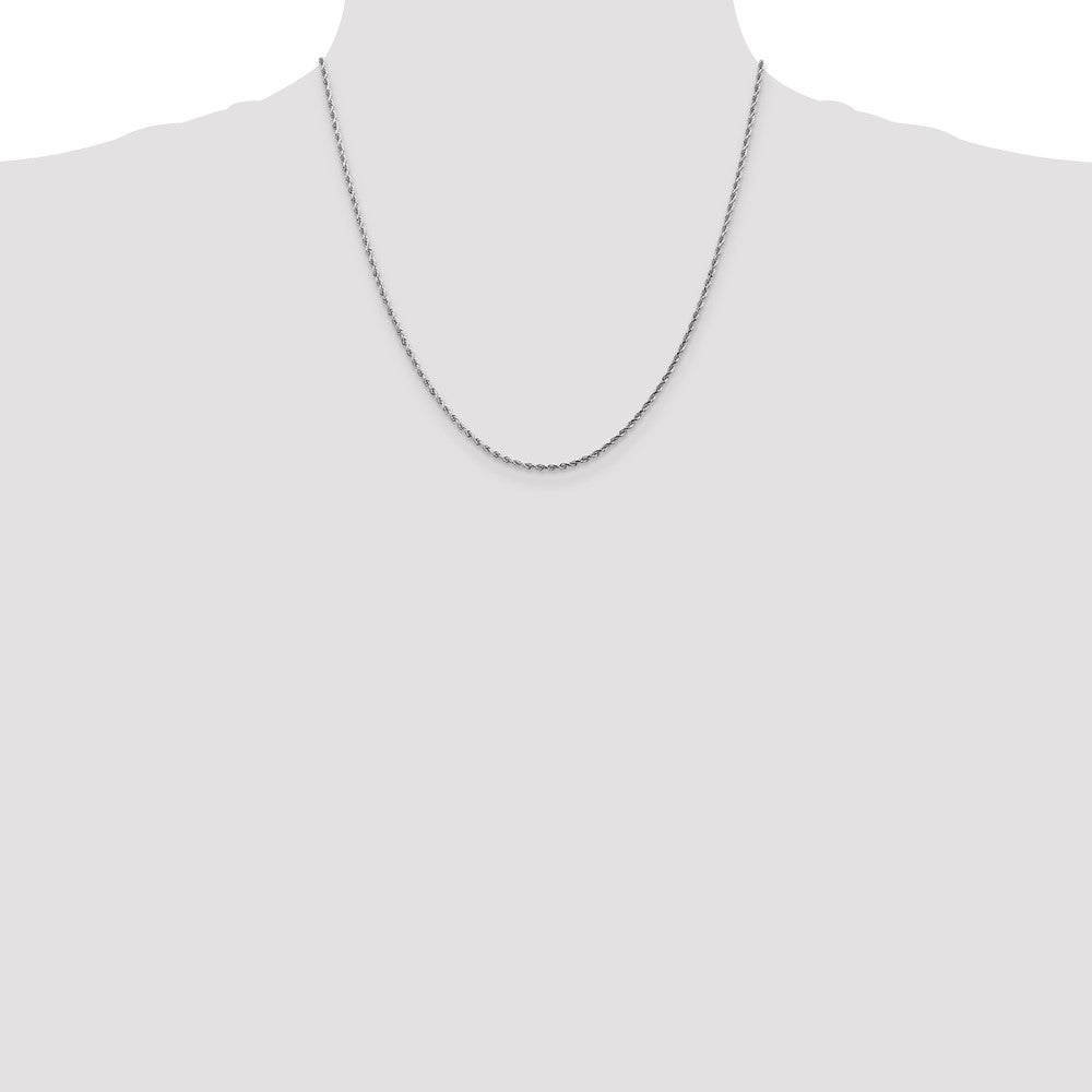 14K White Gold 1.75mm Diamond-Cut Rope with Lobster Clasp Chain Necklace 14"-30" - Product Photo