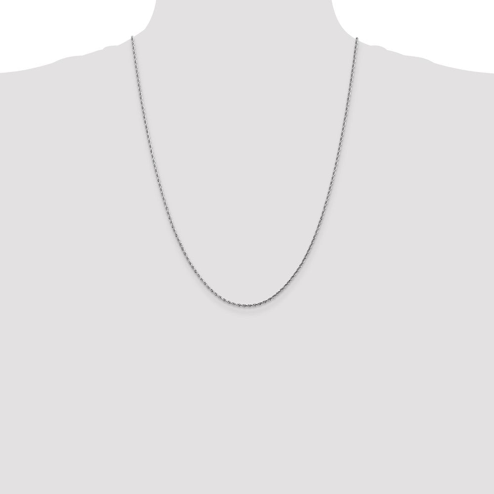 14K White Gold 1.75mm Diamond-Cut Rope with Lobster Clasp Chain Necklace 14"-30" - Product Photo