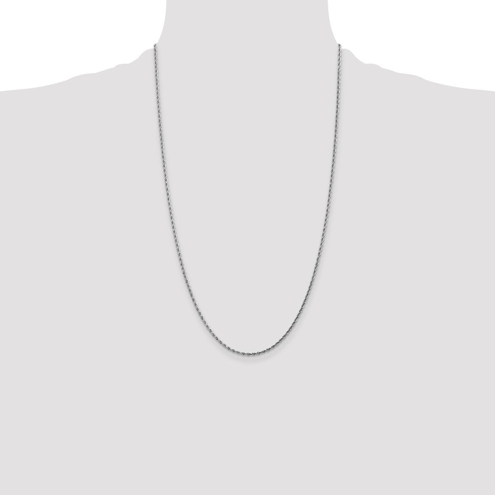 10K White Gold 1.75mm Diamond-cut Rope Chain Necklace 16"-30" - Product Photo