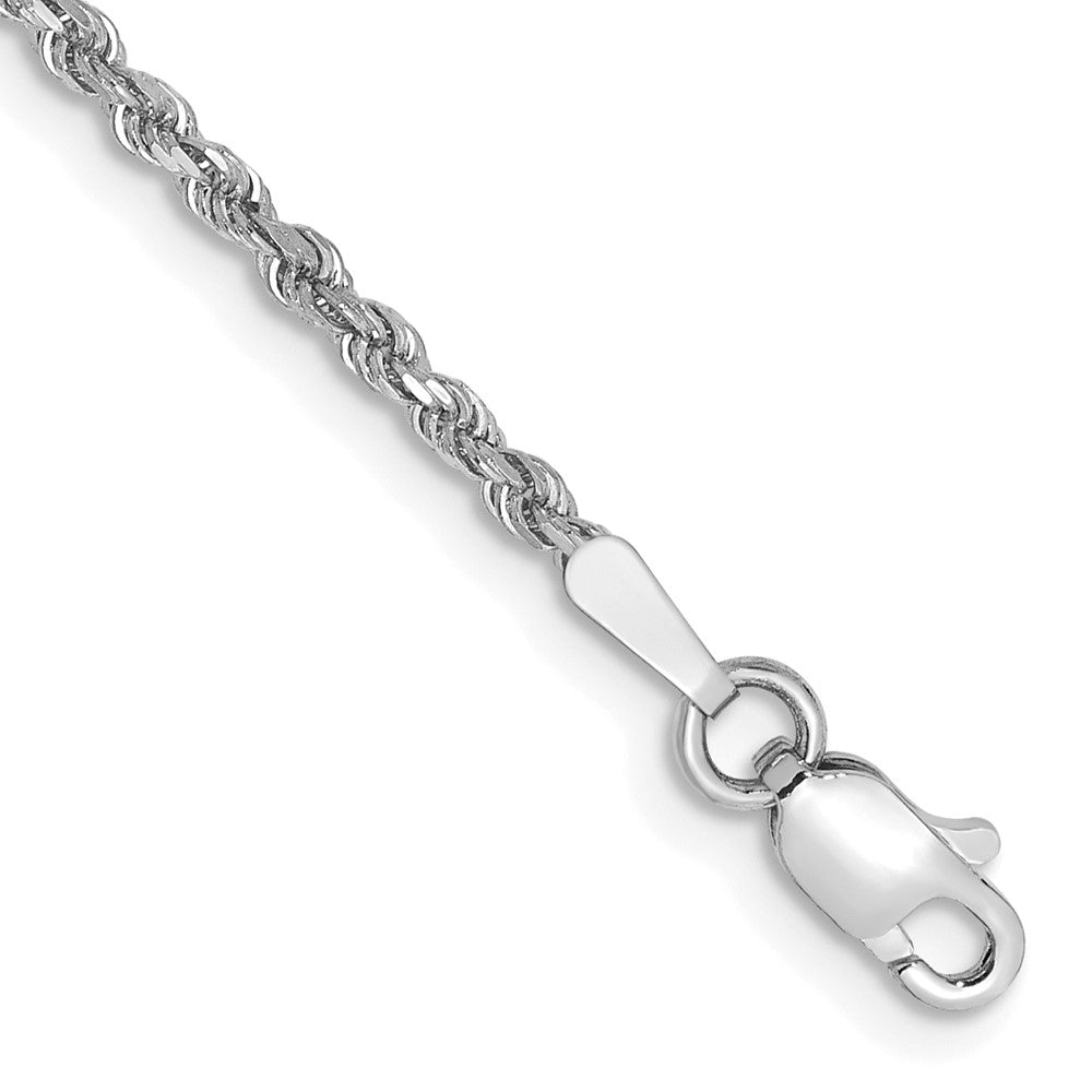 14K White Gold 1.75mm Diamond-Cut Rope with Lobster Clasp Chain Bracelet 6"-9"