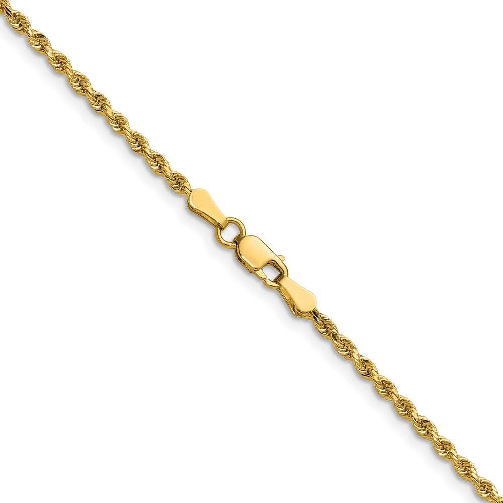 14K Yellow Gold 2mm Diamond-Cut Rope with Lobster Clasp Chain Necklace 16"-36" - Product Photo