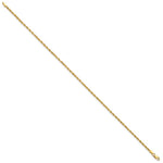 14K Yellow Gold 2mm Diamond-cut Rope Chain Anklet Bracelet 7"-10" - Product Photo