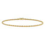 14K Yellow Gold 2mm Diamond-cut Rope Chain Anklet Bracelet 7"-10" - Product Photo