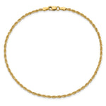 14K Yellow Gold 2mm Diamond-cut Rope Chain Anklet Bracelet 7"-10" - Product Photo