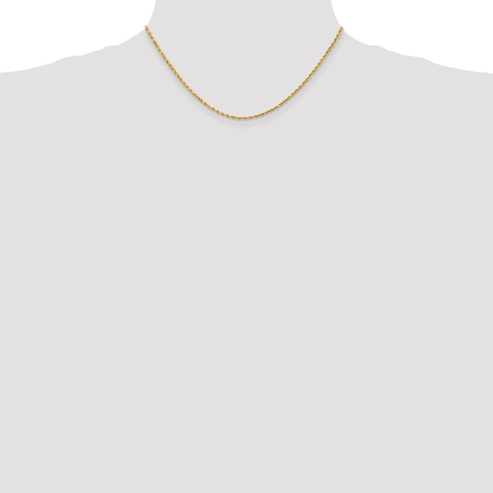 14K Yellow Gold 2mm Diamond-Cut Rope with Lobster Clasp Chain Necklace 16"-36" - Product Photo