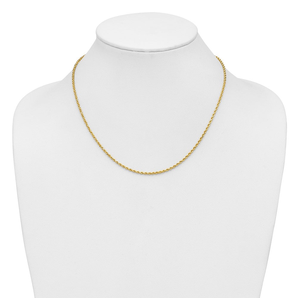 14K Yellow Gold 2mm Diamond-Cut Rope with Lobster Clasp Chain Necklace 16"-36" - Product Photo