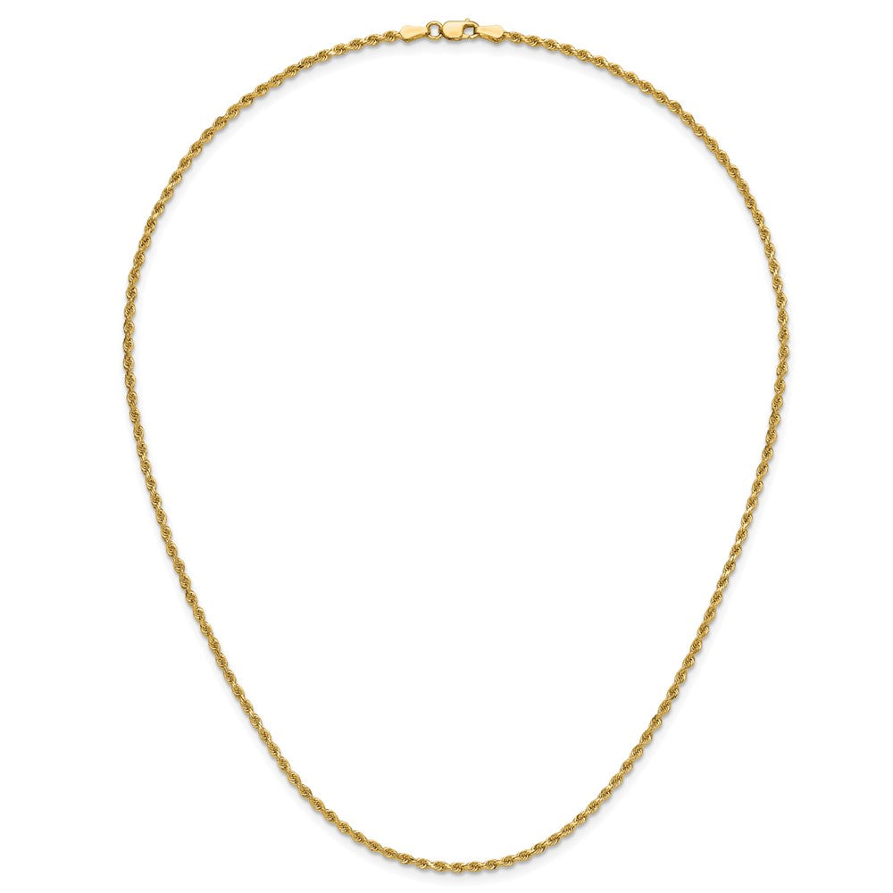 14K Yellow Gold 2mm Diamond-Cut Rope with Lobster Clasp Chain Necklace 16"-36" - Product Photo
