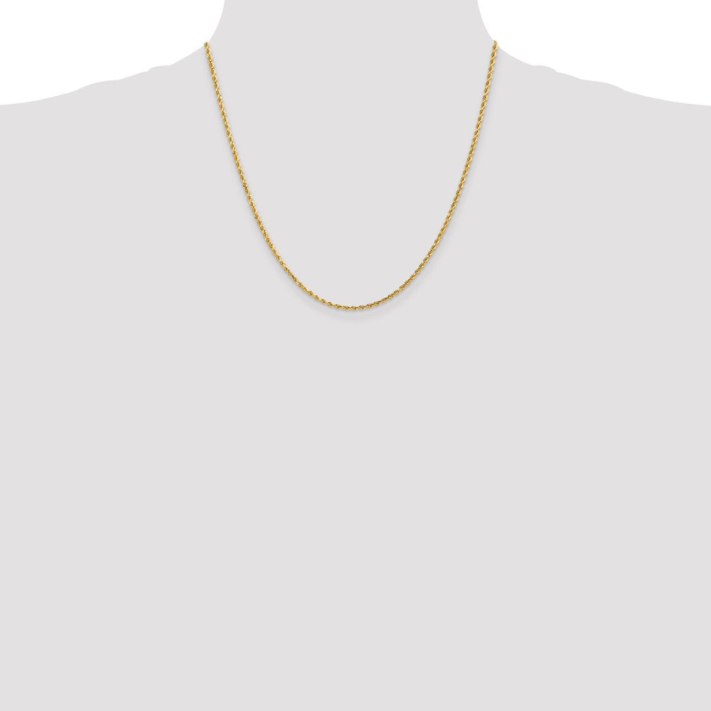 14K Yellow Gold 2mm Diamond-Cut Rope with Lobster Clasp Chain Necklace 16"-36" - Product Photo