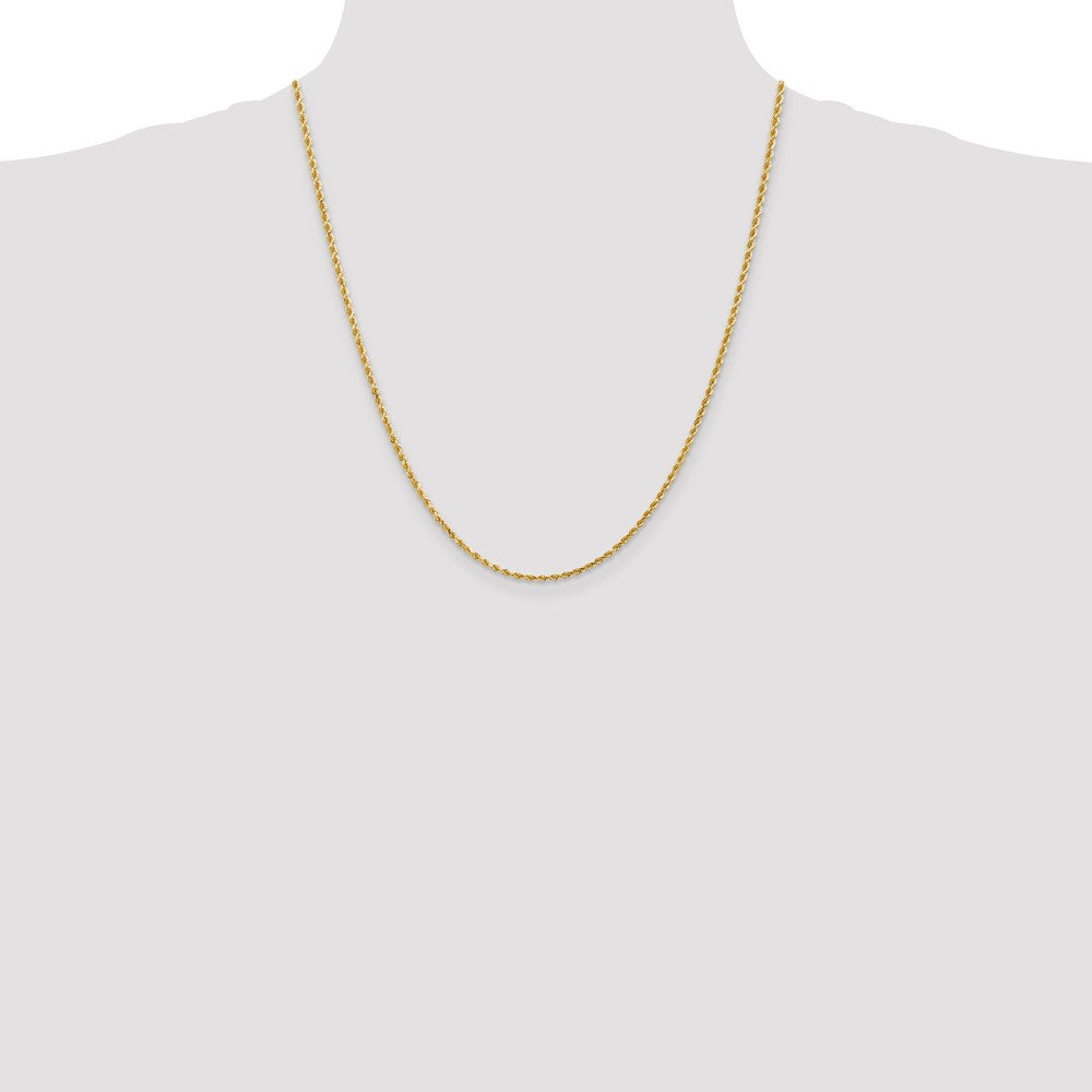 14K Yellow Gold 2mm Diamond-Cut Rope with Lobster Clasp Chain Necklace 16"-36" - Product Photo